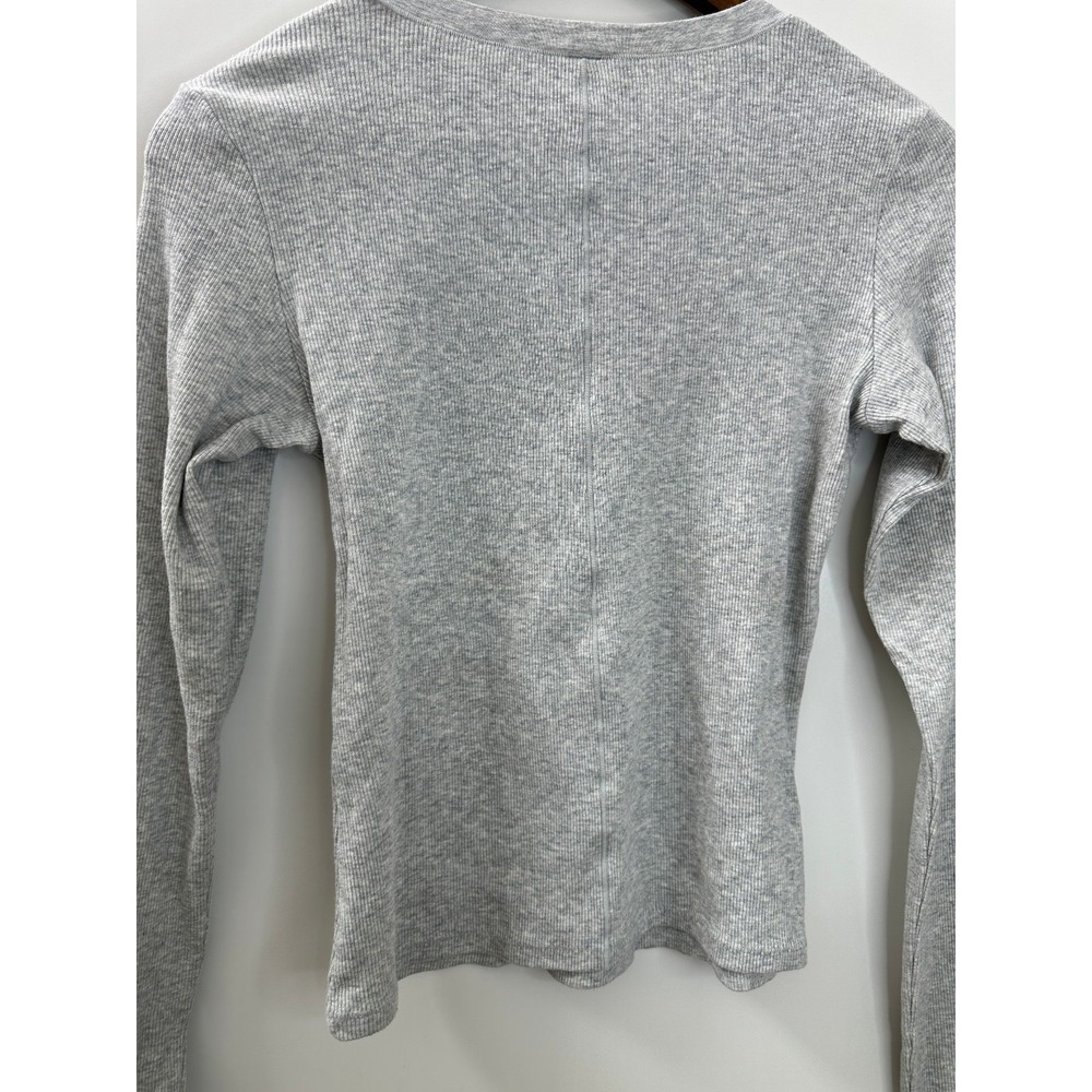 SKIMS Ribbed Cotton Blend Crew Neck Long Sleeve Large Top Light Heather Gray - Picture 10 of 12
